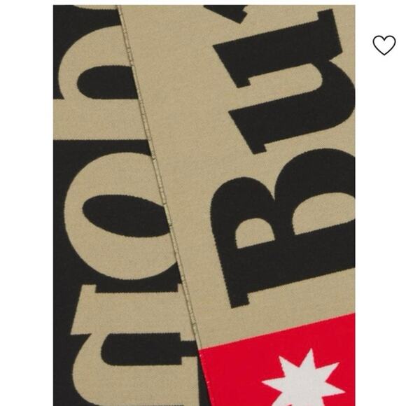 Burberry Logo Pattern Wool-Silk Football Scarf Fringe One Size NWT - Picture 4 of 12